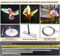 Momovalley Zhongshan Factory 74CM 80CM 23W Multicolor 3D Moving LED Butterfly Light DC12V ABS Garden Wedding Event Decoration