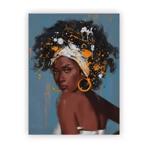 Arte della parete dipinti astratti della donna africana dipinti su tela sulla parete art poster e stampe di arte africana immagini appese - Product Image 1