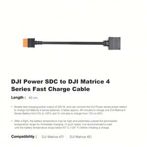 Cable de Carga Rápida DJPower SDC a DJMatrice Serie 4, Proporciona hasta 200W, Longitud 40cm, para Accesorios de Dron DJMatrice 4T/4E - Product Image 6