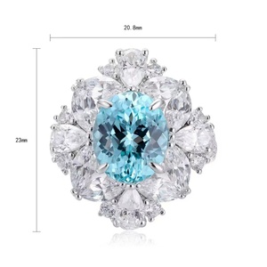 Anillo de Boda Personalizado de Oro Blanco de 14K/18K con Baño de Rodio y Gema de Paraiba de Corte Ovalado para Mujer, Joyería Fina - Product Image 2