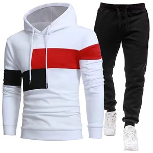 <span class=keywords><strong>Felpa</strong></span> imbottita con cappuccio con Splicing tripla Splicing <span class=keywords><strong>felpa</strong></span> sportiva Casual 2 pezzi da uomo alla moda - Product Image 5