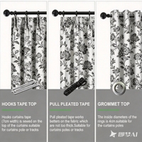 Rideaux en tulle personnalisés haut de gamme à imprimé floral pastoral en polyester/coton, translucides, occultants, à ouverture gauche/droite, fixation au plafond pour