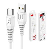 Harga Pabrik Grosir Semua Kabel Pengisian Daya USB Tipe C untuk Ponsel, Pengisian Cepat 6A dengan Selubung TPE, Pilihan Murah