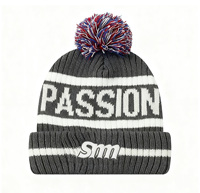 Bonnet en tricot jacquard à rayures style streetwear avec pompon et logo personnalisé brodé