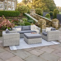 Wasserdichtes Courtyard Conversation Set Terrassen möbel Hotel möbel Wicker Outdoor Sofa PE Rattan Gartens ofa mit Osmanen