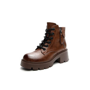 2025 nuevas <span class=keywords><strong>botas</strong></span> Martin de cuero de Otoño de celebridades de Internet, zapatos de mujer, <span class=keywords><strong>botas</strong></span> cortas altas de estilo británico de fondo grueso - Product Image 6