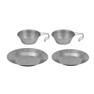 Vente chaude Camping En Plein Air Vaisselle Rétro En Acier Inoxydable Facile à Nettoyer Assiette À Manger Portable Pique-Nique Vaisselle Ensemble - Product Image 1