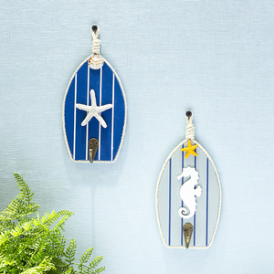 Crochet mural en résine « Brise marine méditerranéenne » – Design rectangulaire bleu et blanc avec poissons et tortues – Décoration murale pour la maison - Product Image 2