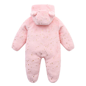 Combinaison bébé en polaire douce et flanelle polyester, imprimé étoiles mignon, fermeture éclair, pour l'hiver, collection transfrontalière, nouvelle collection Mother's Babybear - Product Image 3