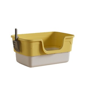 Extra <b>Large</b> Anti Splash Cat Litter <b>Box</b> Rectangle Semi Enclosed With Shovel For Cats - Product Image 1