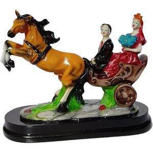 <b>Large</b> Vintage Style Horse Cart Sculpture Statue Beautiful Moment Remembered Sweet Loving Together Couple Home Decoration for - Product Image 2