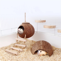 Cage de hamster en coquille de noix de coco naturelle Maison pour petits animaux avec nid d'oiseau Cage pour animaux de compagnie et produit de maison