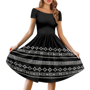 Tendencia Personalización del producto Tapa Melanesia Isla del Pacífico Diseño DE <span class=keywords><strong>ARTE</strong></span> Tallas grandes Hombros Vestido de manga corta Imprimir bajo demanda - Product Image 3
