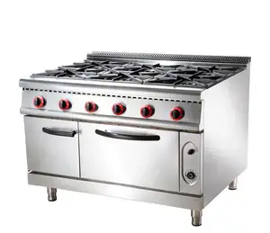 Range Commercial Combination Oven 6 Burner Gas Range Cooking Stove Industrial Cooking Range With Cabinet Floor Type Built-in Ovens