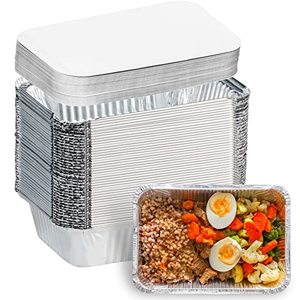 Barquette de traiteur en aluminium argenté de 1100 ml, barquette en aluminium jetable pour aliments avec couvercle transparent - Product Image 1