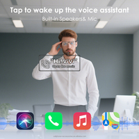 Sans fil pour Bluetooth Smart Audio Lunettes pour Hommes Femmes Open Ear Speaker Voice Assistant Navigation Music Call for Plastic