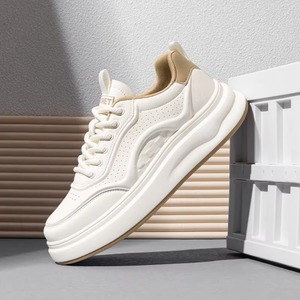 Zapatillas de Plataforma Blancas de Primera Calidad, Transpirables, de Malla y Cuero Perforado, Casuales, para Caminar, Unisex, Primavera/Invierno - Product Image 1