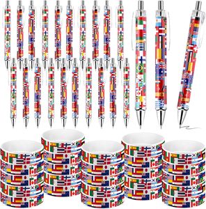 Uluslararası dünya bayrakları parti Favor hediyeler tükenmez kalemler dünya dekor etrafında seyahat gezisi için kauçuk bilezik - Product Image 1