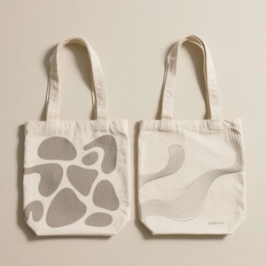 Sac de shopping en sergé de coton avec bandoulière, imprimé de lettres, nouveau design, logo à impression géométrique personnalisée, style décontracté pour femme, Thaïlande - Product Image 2
