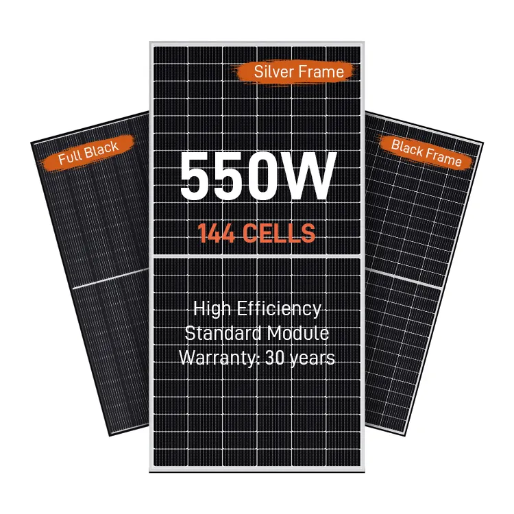 유럽 창고 태양 전지 패널 550 W 태양 광 발전 패널 560W 570W 블랙 단결정 Pv 모듈 540W 550 W 550 와트 태양 전지 패널