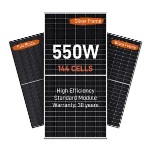 यूरोपीय गोदाम सौर पैनल 550 w फोटोवोल्टिक पैनल 560w 570w ब्लैक मोनोक्रिस्टलाइन पी मॉड्यूल 540w 550 w 550 वाट सौर पैनल