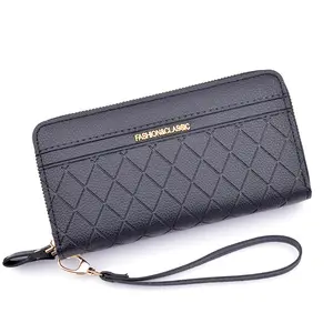 Stylish Women s Long Wallet with Dual Zippers Plaid Pattern Large Capacity Doublelayer Coin Purse and Phone Bag