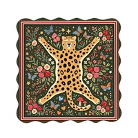 Alas Meja Mahjong Amerika Motif Macan Tutul Premium 800x800mm, Alas Permainan Neoprena Anti-Selip Peredam Kebisingan