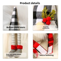 Attache-rideau de Noël en gros, motif poupée couple, à carreaux rouge et noir, avec chapeau, sans visage, pour décorer la fenêtre et créer une ambiance festive