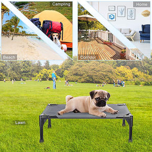 뜨거운 판매 제기 높은 개 침대 접이식 여행 파괴 할 수없는 회색 금속 및 캔버스 개 침대 - Product Image 2