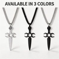 Collier Pendentif Épée Pentagramme Triple Lune en Acier Inoxydable Personnalisé, Bijou Unisexe Sportif pour Fête, OEM ODM Personnalisé