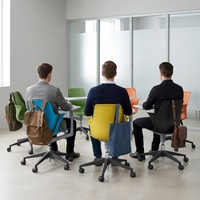 Chaise d'étudiant ergonomique et écologique conforme aux normes ANSI/BIFMA, avec structure en acier, pivotante, design contemporain, base à cinq étoiles