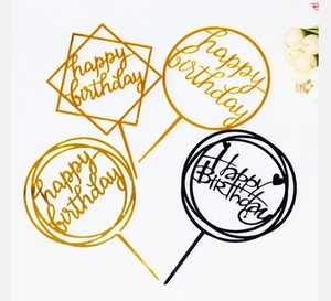 Decorazione per Torta di <span class=keywords><strong>Compleanno</strong></span> in Acrilico Dorato a Specchio, Topper per Torta per Bambini - Product Image 3