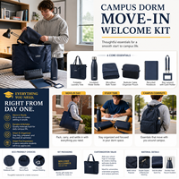 Kit de Bienvenida Personalizado para Dormitorios Universitarios con Bolsa de Lavandería, Botella, Toalla, Organizador, Cuaderno y Cordón