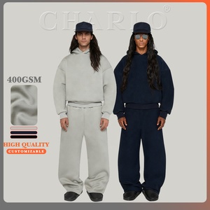 Streetwear <span class=keywords><strong>in</strong></span> bianco Unisex Boxy marca <span class=keywords><strong>tuta</strong></span> Herren produttore oversize <span class=keywords><strong>pantaloni</strong></span> della <span class=keywords><strong>tuta</strong></span> e felpa <span class=keywords><strong>con</strong></span> cappuccio Set per uomo Logo personalizzato - Product Image 1