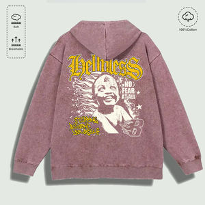 Sudadera con Capucha 100% Algodón Lavado con Estampado Gráfico 'Hellness No <span class=keywords><strong>Fear</strong></span> at All Beyond Self', Varios Colores - Product Image 3