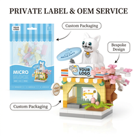 Ensemble de 120 micro-blocs de construction personnalisés, boutique d'animaux, kit de modèle de maison pour animaux, jouet éducatif STEM, briques, marque privée, cadeau pour enfants