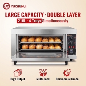 Forno Elettrico Industriale a Singolo Piano con 2 Vassoi in Acciaio Inox 304 |   Porta Completamente in Vetro |   Pane e <span class=keywords><strong>Pizza</strong></span> da Forno |   Cucina Commerciale - Product Image 5