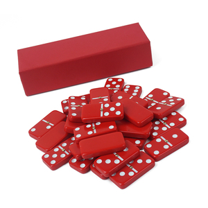 Juego de 6 dominó rojo personalizado de fábrica, caja de cartón de papel rouge para juego divertido de casino, 8mm de grosor, 28 Uds. - Product Image 1