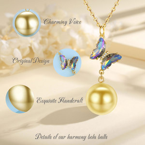 Merryshine moda cristal mariposa Ángel <span class=keywords><strong>llamador</strong></span> <span class=keywords><strong>embarazo</strong></span> bolas collar mujer armonía Bola enlace regalo para mujeres embarazadas - Product Image 5