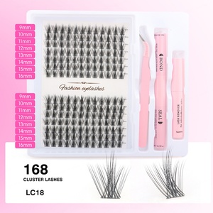 Cils en fibres synthétiques en gros, cils segmentés, kit d'extensions de cils DIY, étiquette privée, clusters de cils, colle de fixation - Product Image 3