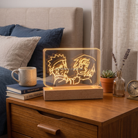 Lámpara Nocturna Acrílica LED de 3 Capas, Venta Directa de Fábrica, Base Acrílica Holográfica para Decoración de Escritorio y Dormitorio