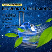 Souffleur d'air portable 2900W 220V 3 vitesses, silencieux, électrique, avec roues, poignée de transport et câble de 12m pour le séchage en construction