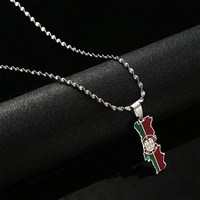 Collier chaîne carte du Portugal en acier inoxydable émaillé Collier pendentif carte drapeau national du Portugal en émail plaqué or 18 carats
