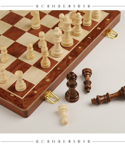 15" <strong>18</strong>" Wooden Chess <strong>Game</strong> Set Rose Wood Folding Board Storage Slots Chess Set for Beginners Kids Adults Classic Board <strong>Game</strong> - Product Image 3