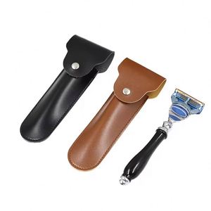 Étui à rasoir en cuir PU, 2 tailles, durable, haute qualité, expédition rapide, étui individuel pour rasoir, cadeau idéal pour le marié, protection pour rasoir - Product Image 1