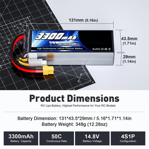 4S Drone Battery 14.8V 3300mAh 50C With XT60 Plug for RC Car RC Helicopters Trucks RC Model Parts 9060100 402030 4S 3300mAh <b>Dron</b> - Product Image 4