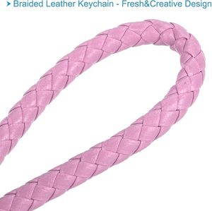 Llavero de cuero trenzado de diseño para hombre, anillo de acero inoxidable, colgante para coche, accesorios de moda, correa tejida a mano para mujer - Product Image 4