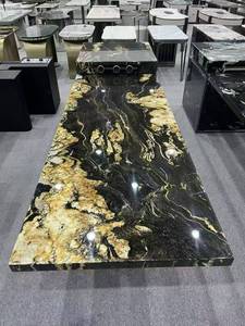 Piano Cucina in Quarzite Nera Taurus, Lussuoso Top per Isola in Granito Nero Seta, <span class=keywords><strong>Lastra</strong></span> di Quarzite Magma Brasiliana - Product Image 4