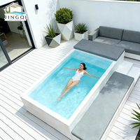 Piscine hors sol préfabriquée de luxe en fibre de verre pour enfants, durable, pour l'été, avec terrasse aquatique et divertissements, idéale pour les week-ends