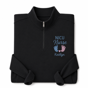 Sweat-shirt d'hiver personnalisé à col zippé pour infirmière de soins intensifs néonatals, doublé, écologique, brodé, cadeau de diplôme RN, polyester/coton - Product Image 3